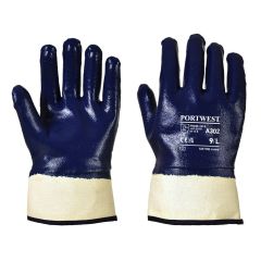 FULLY DIPPED NITRILE SAFETY CUFF GLOVE NAVY