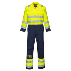 PORTWEST HI-VIS ANTISTATIC BIZFLAME PRO COVERALL YELLOW/NAVY