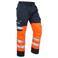 LEO BIDEFORD ISO 20471 Class 1 Cargo Trouser Orange/Navy Short Leg