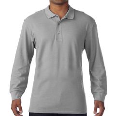 Gildan Long Sleeve Premium Cotton® Double Piqué Sport Grey Polo Shirt