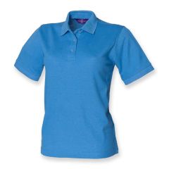 Henbury Ladies Poly/Cotton Piqué Polo Shirt Mid Blue