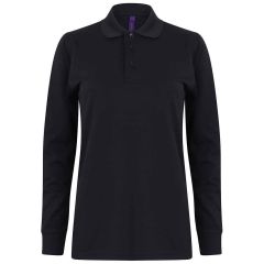 Henbury Unisex Long Sleeve Coolplus® Piqué Polo Shirt Navy