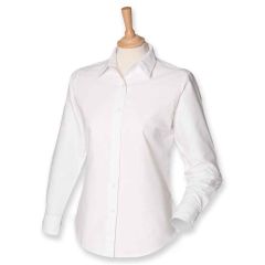 Henbury Ladies Long Sleeve Classic Oxford Shirt White
