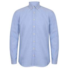 Henbury Modern Long Sleeve Classic Fit Oxford Shirt Blue