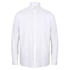 Henbury Modern Long Sleeve Classic Fit Oxford Shirt White