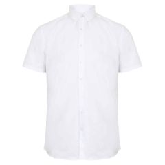 Henbury Modern Short Sleeve Regular Fit Oxford Shirt White
