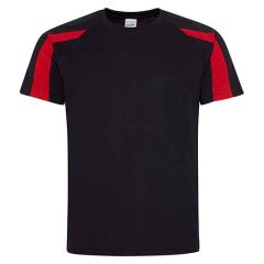 AWDis Cool Contrast Wicking T-Shirt Jet Black / Fire Red 