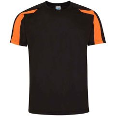 AWDis Cool Contrast Wicking T-Shirt Jet Black / Electric Orange