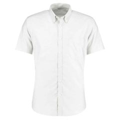 Kustom Kit Short Sleeve Slim Fit Oxford Shirt White