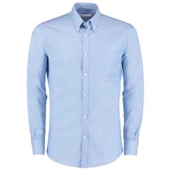 Kustom Kit Long Sleeve Slim Fit Workwear Oxford Shirt Light Blue