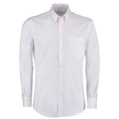 Kustom Kit Long Sleeve Slim Fit Workwear Oxford Shirt White