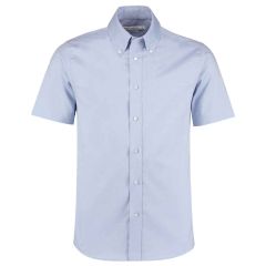 Kustom Kit Premium Short Sleeve Tailored Oxford Shirt Light Blue