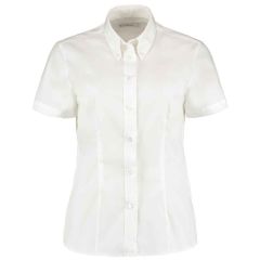 Kustom Kit Ladies Premium Short Sleeve Tailored Oxford Shirt White