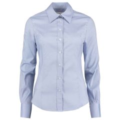Kustom Kit Ladies Premium Long Sleeve Tailored Oxford Shirt Light Blue