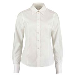 Kustom Kit Ladies Premium Long Sleeve Tailored Oxford Shirt White