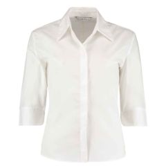 Kustom Kit Ladies 3/4 Sleeve Tailored Continental Shirt White