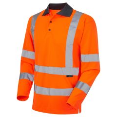 LEO WOOLSERY ISO 20471 Class 3 Coolviz Sleeved Polo Shirt (EcoViz) Orange
