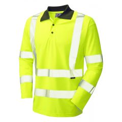 LEO WOOLSERY ISO 20471 Class 3 Coolviz Sleeved Polo Shirt (EcoViz) Yellow