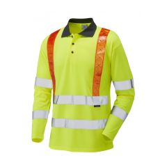 LEO BICKLETON ISO 20471 Class 3 Orange Brace Coolviz Sleeved Polo Shirt (EcoViz) Yellow