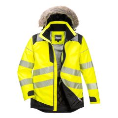 PORTWEST PW3 Hi-Vis Winter Parka Jacket Yellow/Black