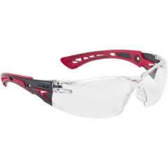 Bolle Rush+ Clear Safety Glasses - Red Frame