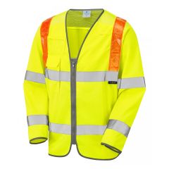 LEO BARBROOK ISO 20471 Class 3 Orange Brace Sleeved Waistcoat Yellow
