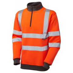 LEO BRYNSWORTHY ISO 20471 Class 3 1/4 Zip Sweatshirt Orange