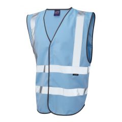 LEO PILTON Single Colour Reflective Waistcoat (Non ISO 20471) Sky Blue