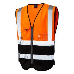 LEO LYNTON ISO 20471 Class 1 Superior Waistcoat Orange/Black