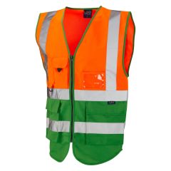 LEO LYNTON ISO 20471 Class 1 Superior Waistcoat Orange/Green