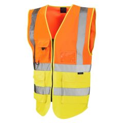 LEO LYNTON ISO 20471 Class 1 Superior Waistcoat Orange/Yellow