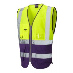 LEO LYNTON ISO 20471 Class 1 Superior Waistcoat Yellow/Purple